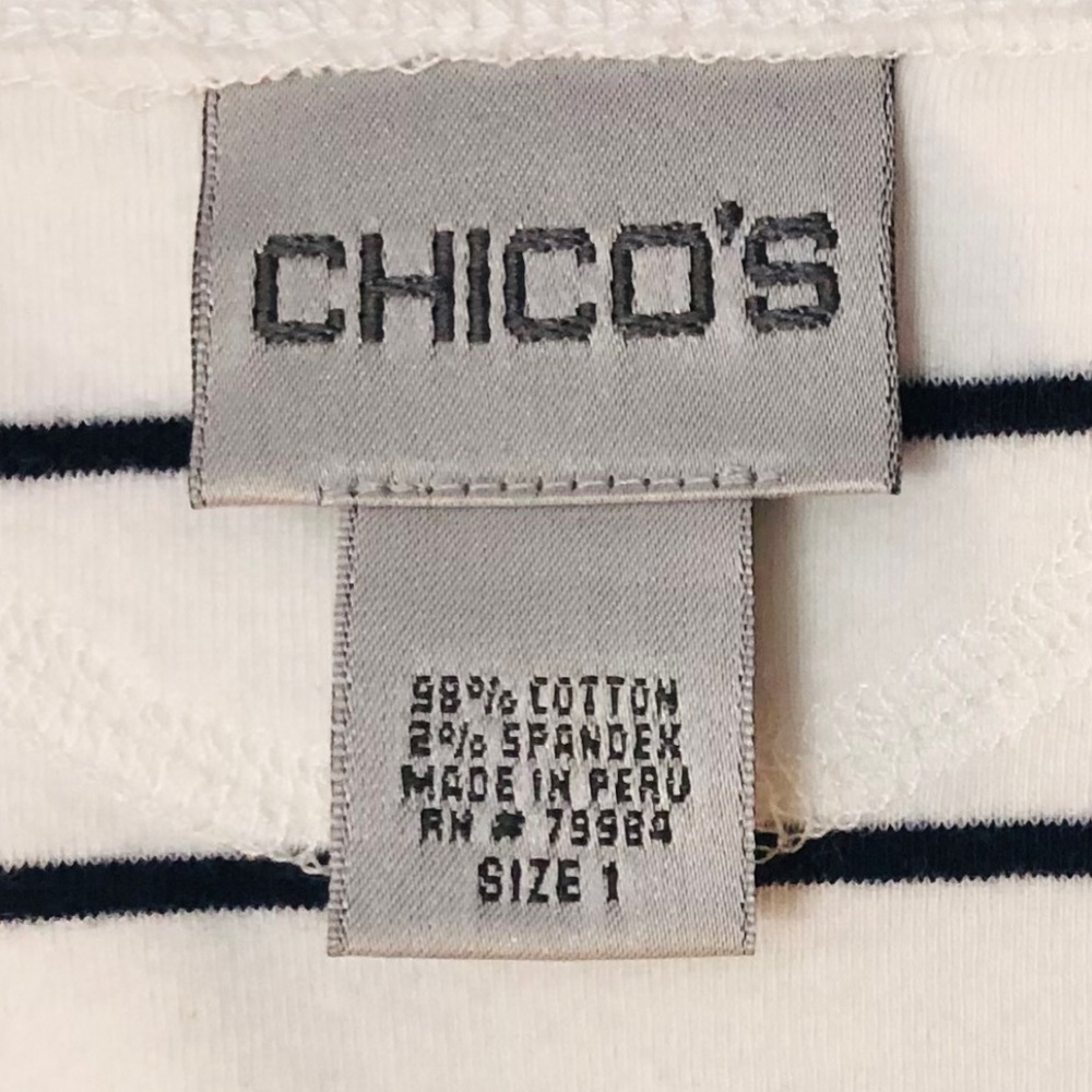 Chico’s Sz M White / Navy Striped Tank - Picture 3 of 6